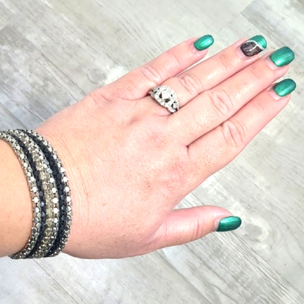 Silver and Black Layered Bracelet - Magnetic Clasp